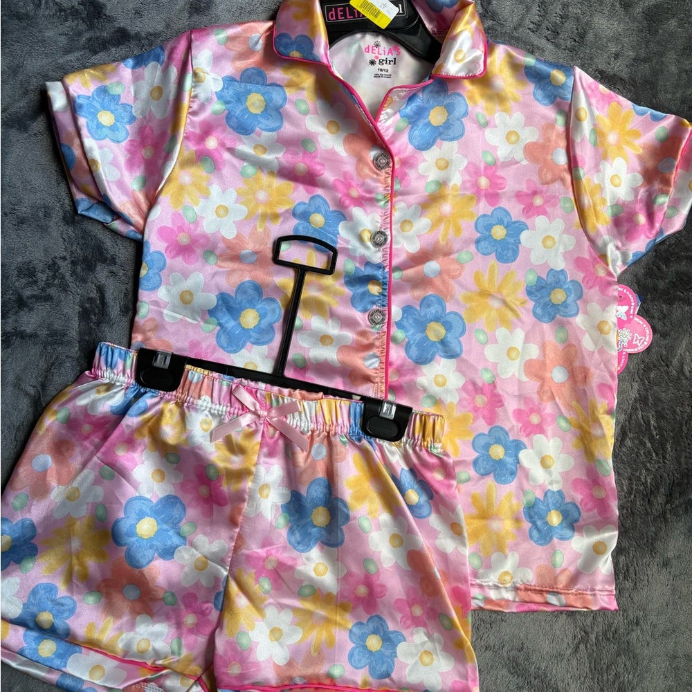 dELiA*s Kids Floral Pajama Set - Pink, Blue, Yellow
